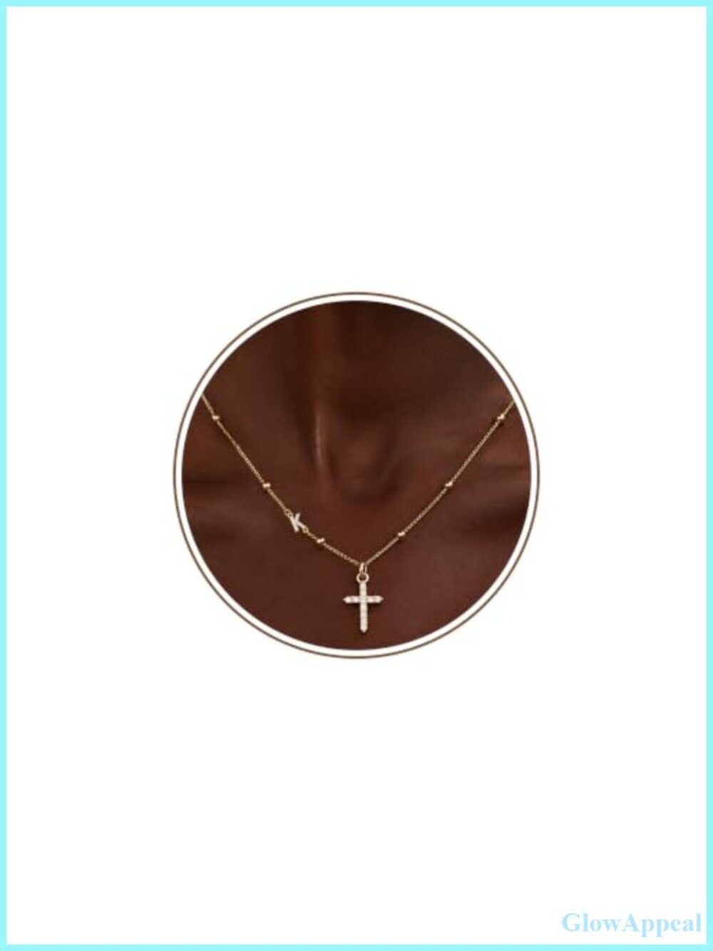 14K Gold Plated Cross Initial Necklace CZ Pendant Adjustable 16.5+2 in
